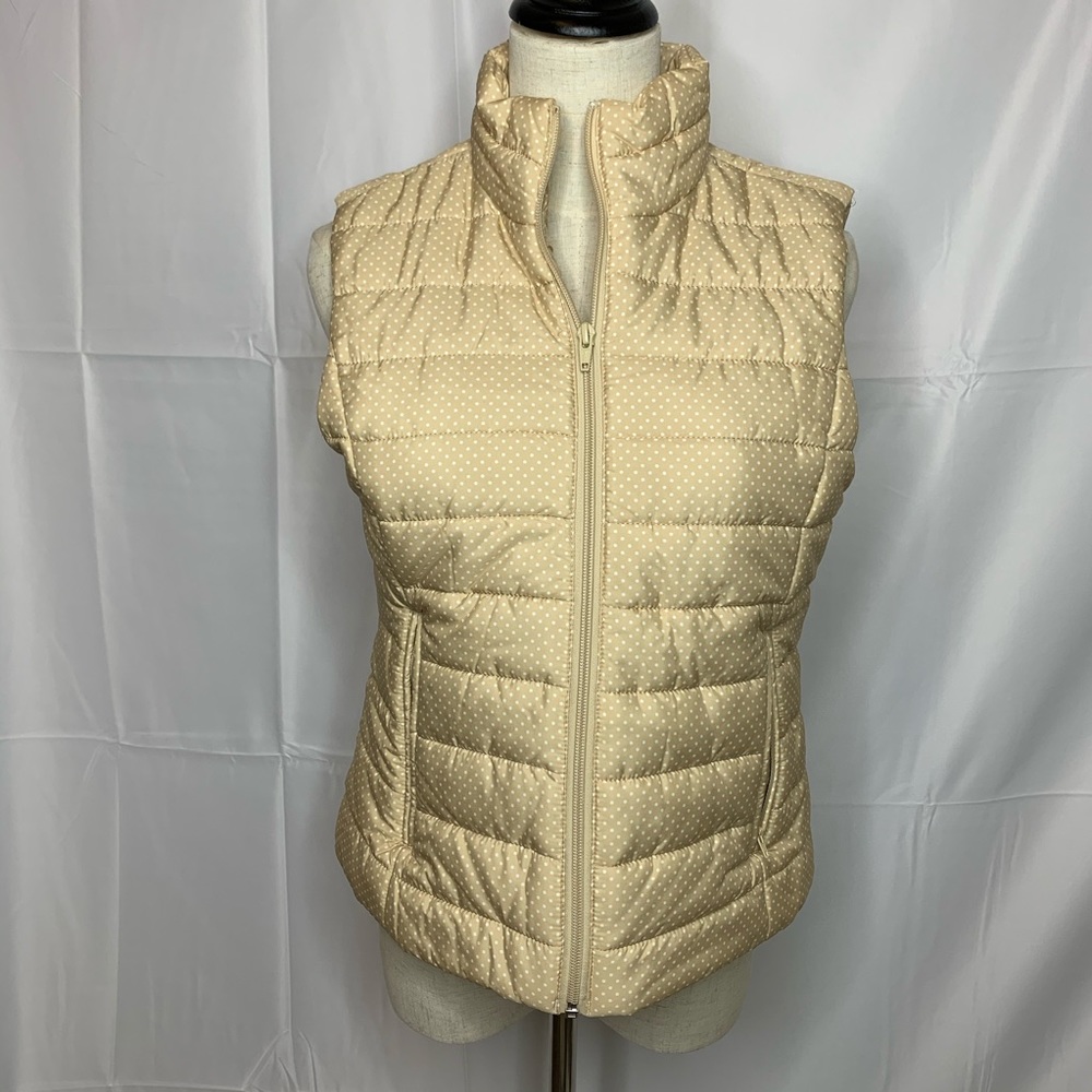 Loft Khaki Polka Dot Puffer Vest